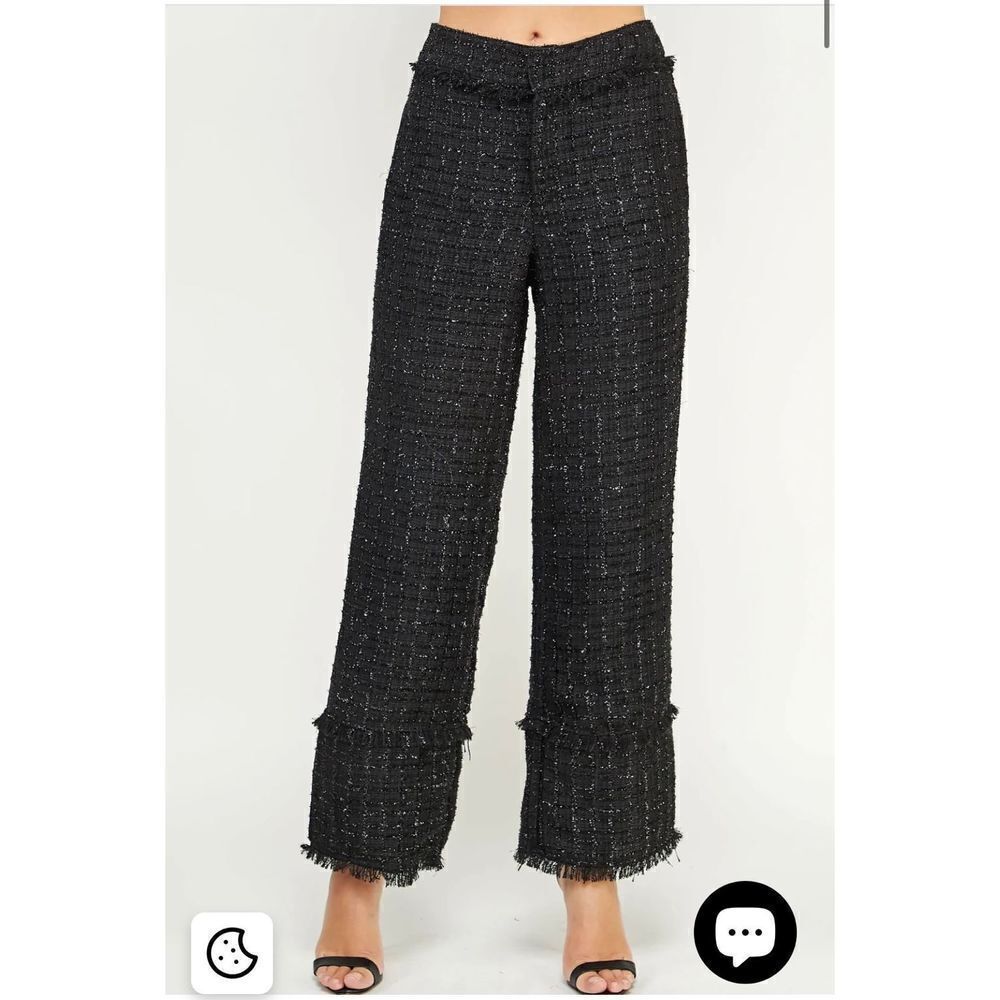 Strut & Bolt Frayed Tweed‎ Pants in Black Size S